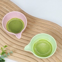 Ensemble de bols à matcha en céramique japonaise personnalisés, en grès, style macaron, avec bec verseur, tasse à matcha japonaise Katakuchi faite à la main