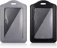 Porte-badge en cuir texturé fait main avec emplacements pour cartes de crédit pour le personnel aéroportuaire, les employés de bureau professionnels, coffret cadeau