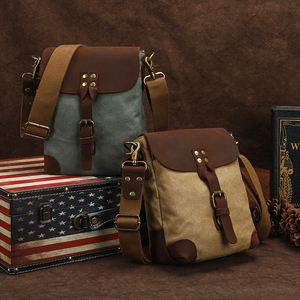 Bolsa de Mensajero Pequeña de Lona, Versátil, para Viajes y Uso Diario, con Detalles en Cuero Genuino, para <span class=keywords><strong>Hombre</strong></span> y Mujer - Product Image 4
