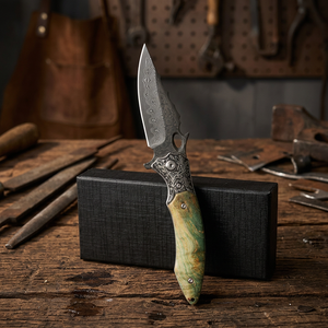 Cuchillo de Acero de Damasco con Hoja Fija y Punta de Clip, Herramienta de Caza de Alta Calidad para Exteriores, Cuchillo de Bolsillo con Mango de Madera, OEM EDC - Product Image 4