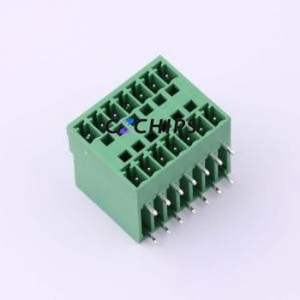 JCB381-WDMC07P Plug-in Terminal Block Bent Lead Through Hole,P=3.81mm Connector 2x7P 3.81mm Green 14P - Product Image 1