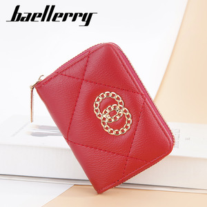 กระเป๋าใส่บัตรใบเล็กสำหรับผู้หญิง Baellerry หนัง PU ซิปใส่เหรียญ ช่องใส่บัตรหลายช่อง กระเป๋าสตางค์แบบพับเก๋ไก๋ สีแดง - Product Image 4