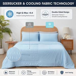 Manta Refrigerante Ligera y Reversible, Transpirable, Suave como la Seda, Azul Verano, Edredón Refrigerante para Personas que Sienten Calor al Dormir - Product Image 2