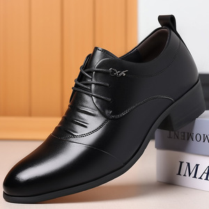 Zapatos de Negocios de Cuero Vacuno con Punta en Pico para Hombre, Suela de Goma que Aumenta la Altura, para Todas las Temporadas - Product Image 1