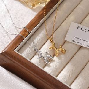 힙합 비 변색 실버 18K 골드 도금 스테인레스 스틸 풍선 개 펜던트 목걸이 트렌디 링크 여성 남성 결혼식 - Product Image 1