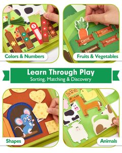 Libro Sensorial de Fieltro para Niños Pequeños de 1 a 4 Años, Libro de Actividades de Aprendizaje Sensorial, Juguete Educativo Preescolar - Product Image 3