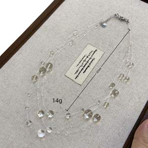 עיצוב נישה עיצוב עבודת יד של שרשרת נשים קריסטל שקוף משובץ חרוזים חרוזים בהשראת דwrop - Product Image 5