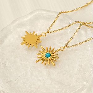 ZOGXIN Gold Stainless Steel <b>Necklace</b> Turquoise Star Pendant Geometric Design Fashion Jewelry Gift - Product Image 2
