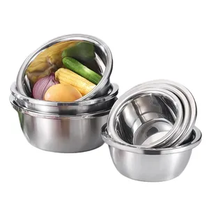 Wholesaler Heavy Duty Deeper Edge Mirror Finish Stainless Steel Mixing Bowl Stainless Steel Basin Salad Bowl