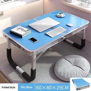 <span class=keywords><strong>Tavolo</strong></span> Pieghevole in Legno per Casa, Ufficio e Campeggio, Scrivania Portatile Regolabile per Laptop, Scaffale Laterale per Soggiorno - Product Image 4