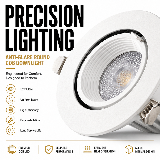 Deep Aluminum Anti-Glare Adjustable Recessed Grille Spotlight COB High CRI 90 Eaglerise Driver Modern Ceiling Spot Downlight