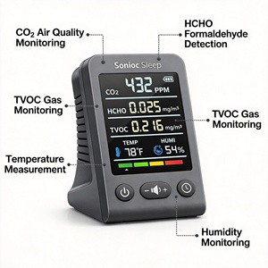 Dispositif Portable de Détection de CO2 (Dioxyde de Carbone) avec Affichage de Température, <span class=keywords><strong>Humidité</strong></span>, HCHO et TVOC, Compatible Android, en Plastique, <span class=keywords><strong>pour</strong></span> <span class=keywords><strong>Maison</strong></span> Intelligente - Product Image 6