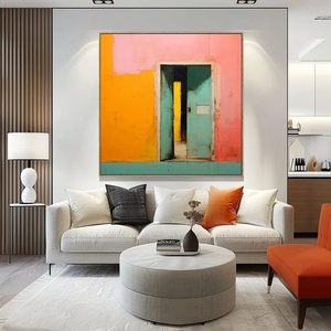Grande peinture à l'huile abstraite rose, art mural moderne en acrylique sur toile, décoration créative personnalisée, cadeau idéal pour l'inauguration d'une maison - Product Image 4