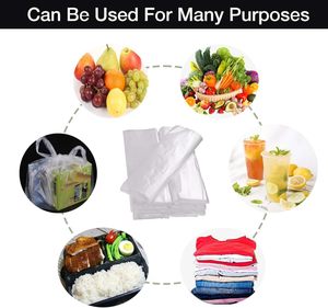 T-Shirt Carry-Out <b>Bags</b>, White Plastic Grocery <b>Bags</b> with Sturdy Handles, Standard Supermarket Size Merchandise <b>Bags</b> - Product Image 2