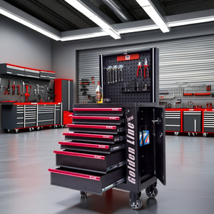 Armadietto professionale per utensili in metallo con 7 cassetti con <span class=keywords><strong>pannello</strong></span> di sollevamento Bluetooth set di strumenti a mano per le officine-plastica in acciaio - Product Image 4