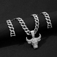 2025 13mm rantai Tautan Kuba paduan berlian imitasi Bling CZ emas Hip Hop ketel liontin kalung untuk anak-anak menampilkan perhiasan