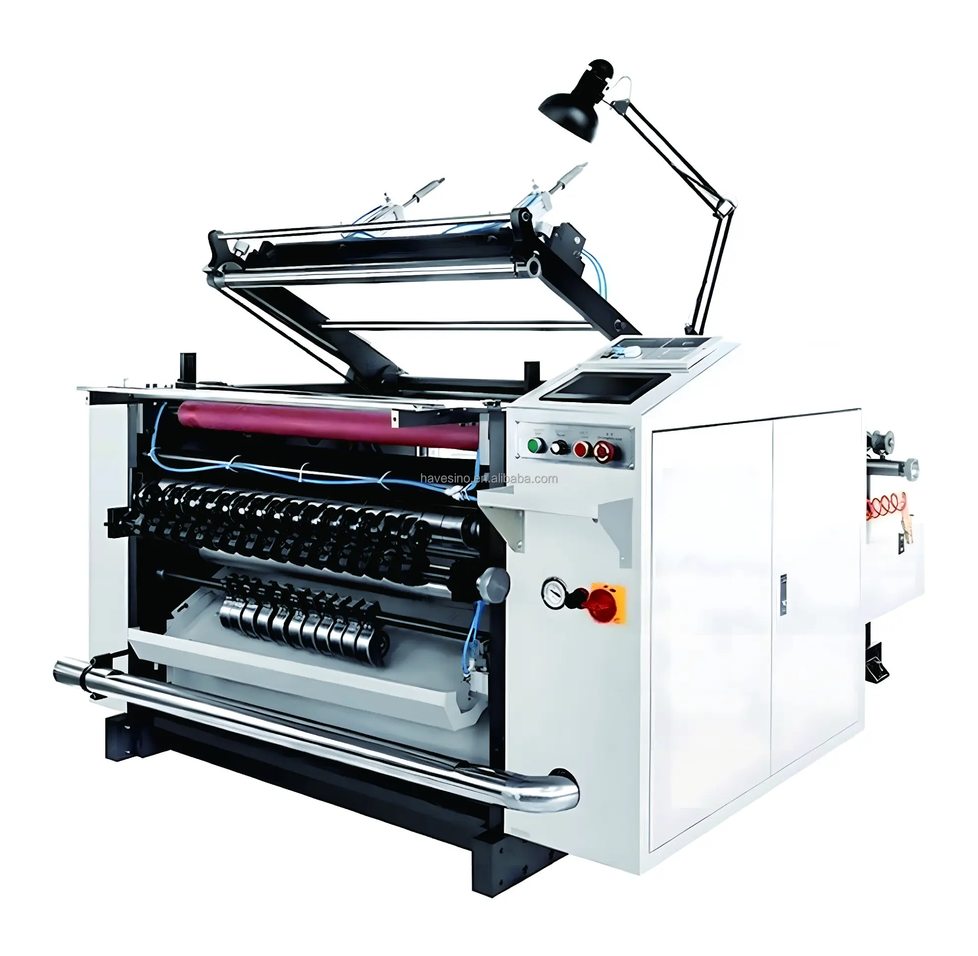 Découpeuse de rouleau d'imprimante thermique simultanée coupeur de rebobinage découpeuse de fente de papier thermique coloré