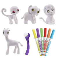 Ensemble de jouets à dessiner en PVC floqué, animaux de dessin animé, pour enfants, arts et artisanat, kit de peinture, bricolage