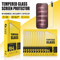 Protection d'écran en verre trempé HD anti-rayures 9H 10 en 1 pour iPhone 11 12 13 14 15 16 17 18 Pro Max Duo XS XR