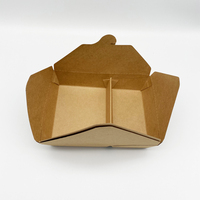 Boîte à lunch en papier kraft pliable écologique à deux compartiments inégaux, en matériaux recyclés, pour la restauration rapide à emporter