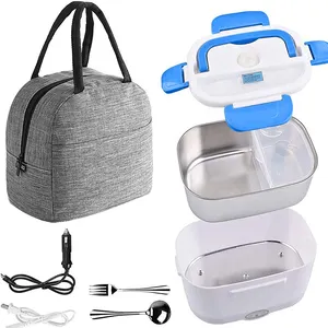 Household 2-In-1 Portable Lunch Box Sets Safe Stainless Steel Food Warmer Electric Lunch Box With Carry Bag