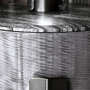 Mesa de Noche Moderna de Lujo con Cubierta de Mármol Cilíndrica y Cajón de Almacenamiento con Chapa de Madera, Mueble de Diseño para Villa - Product Image 2