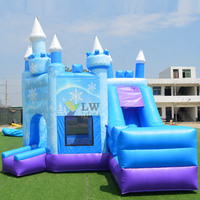 Partyverhuur Prinsessen Springkasteel met Glijbaan Combo Winterthema Opblaasbaar Springkussen voor Kinderen