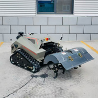 Tondeuse à gazon industrielle sans fil 48V télécommandée sur chenilles, à moteur diesel, avec poignée télescopique et accessoires interchangeables