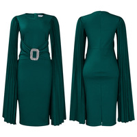 Robes de soirée formelles de dernière génération D412, couleur unie, manches cape enveloppantes, robes de fête pour femmes, grande taille, robe africaine