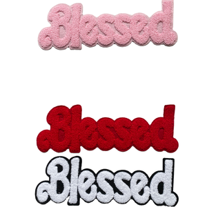 Parche Bordado Termoadhesivo BLESSED, Letra de Tela para Decorar Chaquetas y Prendas Exteriores, Material de Resina - Product Image 4