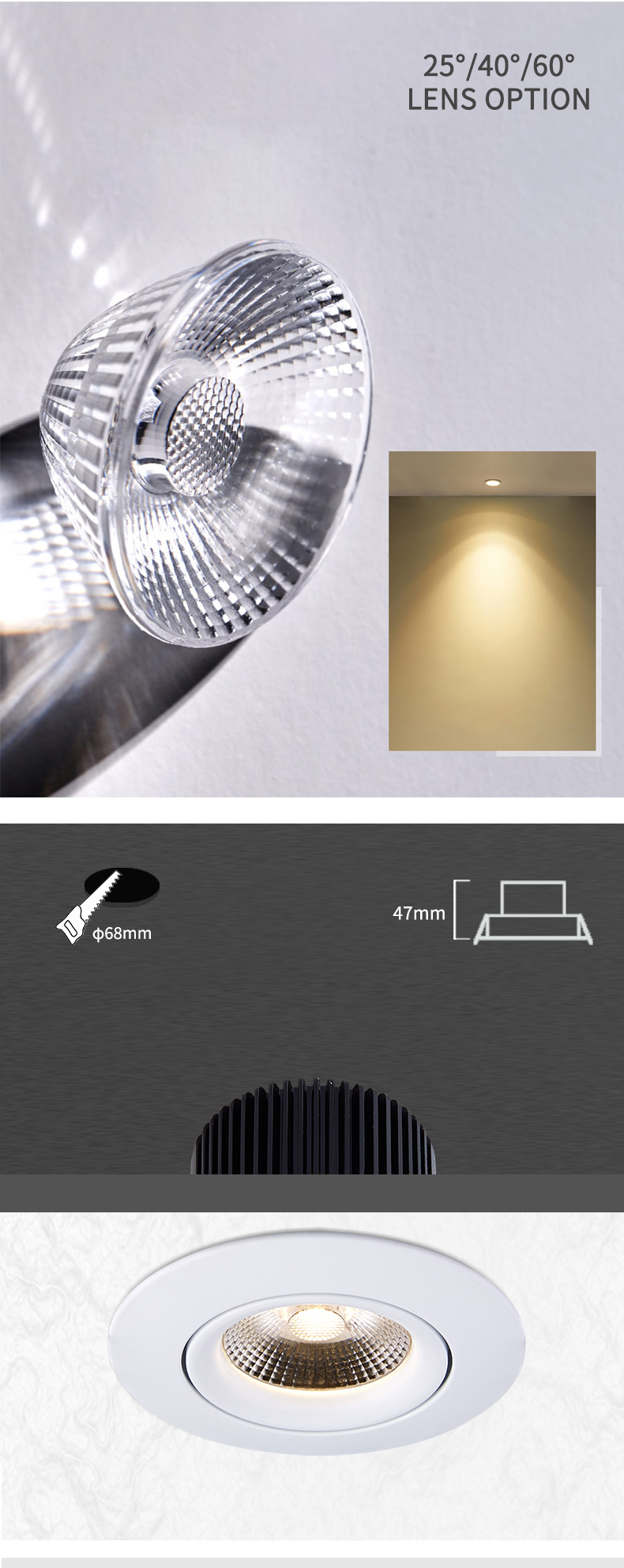 Indoor Lighting Ceiling Lights Wifi Dimmable 11w COB Recessed Led Anti Glare smart downlight