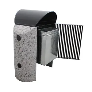 Caja de basura de metal con tapa para exteriores, mueble urbano de calle con tapa para parks, papelera de metal y hormigón
