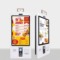 Kiosque de commande et de paiement en libre-service pour restauration rapide avec écran tactile 24-32 pouces et imprimante de tickets, sur pied