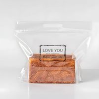 Grands sacs en plastique transparents pour pain avec poignée, scellant l'emballage de pain à fermeture éclair avec amour pour biscuits au pain faits maison