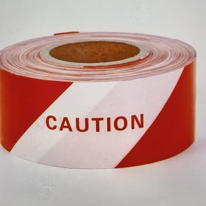 Acrylic Adhesive PE Material Custom Printed Red/<b>White</b> Barricade Safety Warning <b>Tape</b> for Road Construction Factory Working Sites - Product Image 1