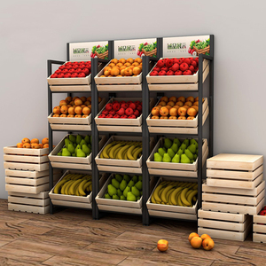Estantes del supermercado tienda de frutas y vegetales pantalla súper mercado de fruta de madera estante de exhibición de vegetales caso deber de madera pesada - Product Image 4