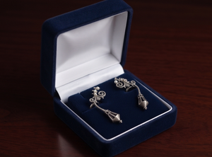 DIVYORO ANTIQUE <b>SILVER</b>-TONED STREET <b>LAMP</b> PEARL DANGLING EAR CUFFS - Product Image 2