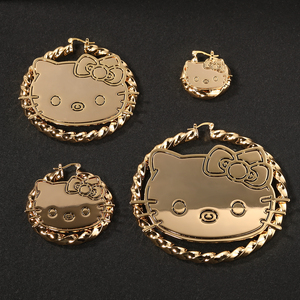 Uwin dolcetto alla moda gattino Custom Cartoon Figure modello luminoso in acciaio inossidabile torsione orecchini a cerchio personalizzato HK donna gioielli - Product Image 3