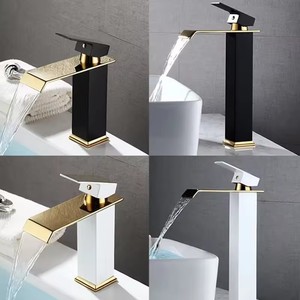 Matte Black Bathroom Basin Faucet Stainless Steel Cold Hot Mixer Deck Mounted Sink Mixer Tap Bathroom Crane <strong>Waterfall</strong> <strong>Tapware</strong> - Product Image 2