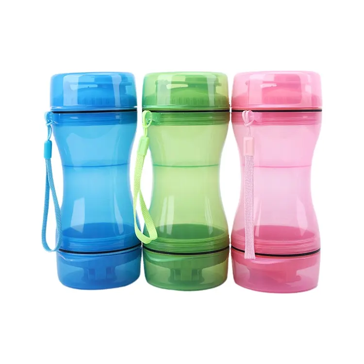 휴대용 애완 동물 여행 물 음료 컵 새로운 디자인 2 1 물 및 식품 용기 개 물 병 산책