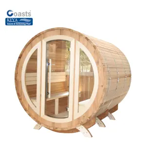 سونا خشبية من صنوبر نيوزيلندا OEM/ODM خارجية تسع من 6-8 أشخاص غرفة ساونا بموجة جافة غرفة ساونا بحمام بخار للبيع بالجملة