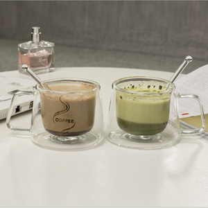 高ホウケイ酸二重壁コーヒーミルクグラスカップ（ハンドル付き） - Product Image 5