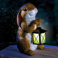 Lanterne de jardin solaire fluorescente en résine en forme de lapin de Pâques, décoration de jardin, ornement de pelouse, cadeau de jardin, sculpture