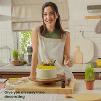 Rustikaler Holz-Drehteller 13 Zoll Akazienholz Kuchenständer Drehbare Servierplatten
