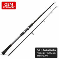 Canne à pêche surfcasting en gros, 2 brins, carbone, 3,05m 3,2m, guides Fuji Alconite, longue distance, pour la pêche en surfcasting et la pêche en mer/roche
