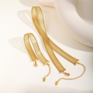 18k Luxury Mesh <b>Belt</b> <b>Chain</b> Necklace and Bracelet Charm Fashion Jewelry Sets for Women - Product Image 6