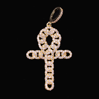 Bijoux fantaisie nouveaux pendentifs croix Ankh en zircon cubique glacé personnalisé pour homme