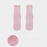 Chaussettes de yoga et de Pilates pour femmes, personnalisées avec logo, antidérapantes, en coton respirant, à tige mi-haute, anti-transpiration, avec bout sans couture, pour le fitness
