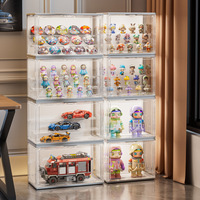 Vitrine d'exposition moderne en plastique avec éclairage LED, grande capacité, pour figurines de poupées, vitrine en acrylique