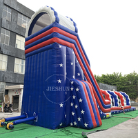 Toboggan aquatique géant de qualité commerciale pour adultes, toboggan aquatique gonflable de couleur drapeau américain avec piscine pour location de fête